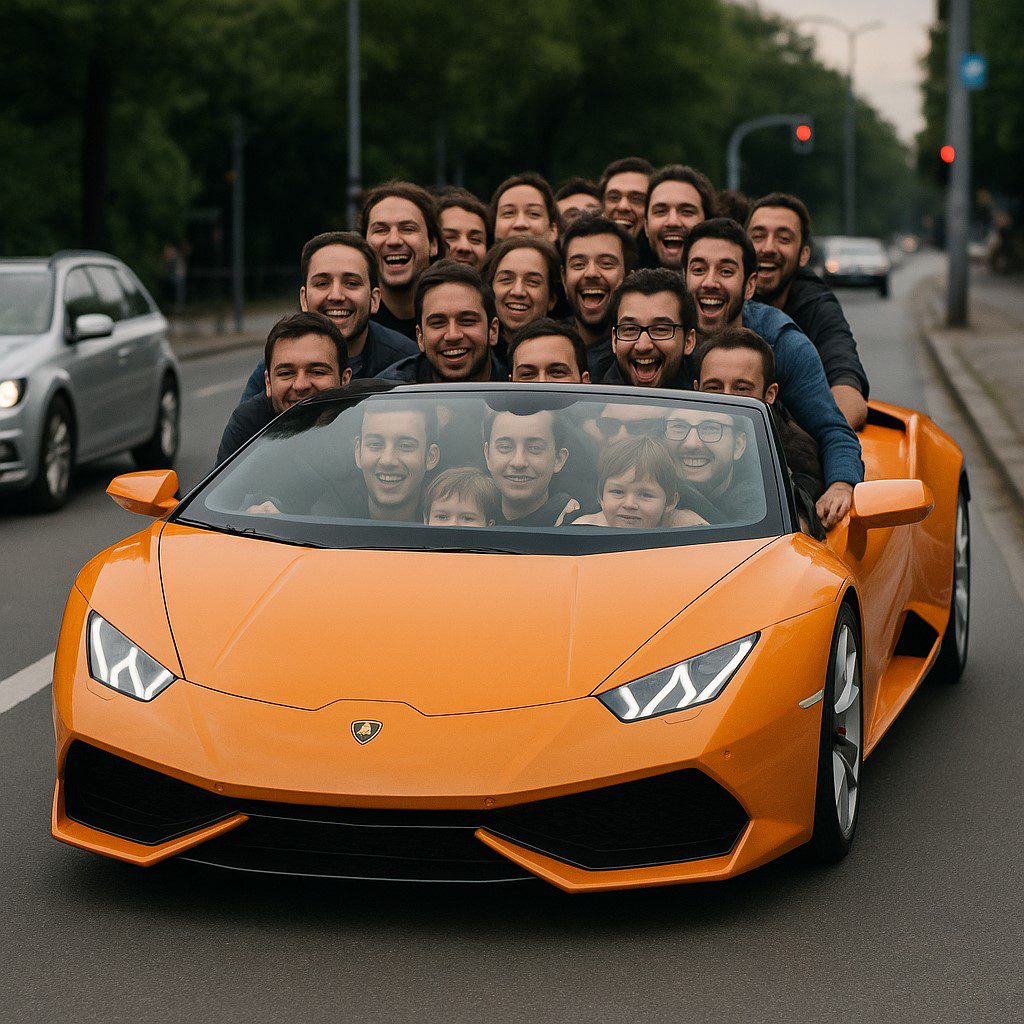 Lambo with 50 people in it