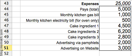 cash flow expense details